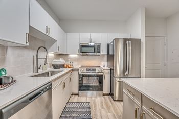 Stainless steel appliances with french door refrigerator